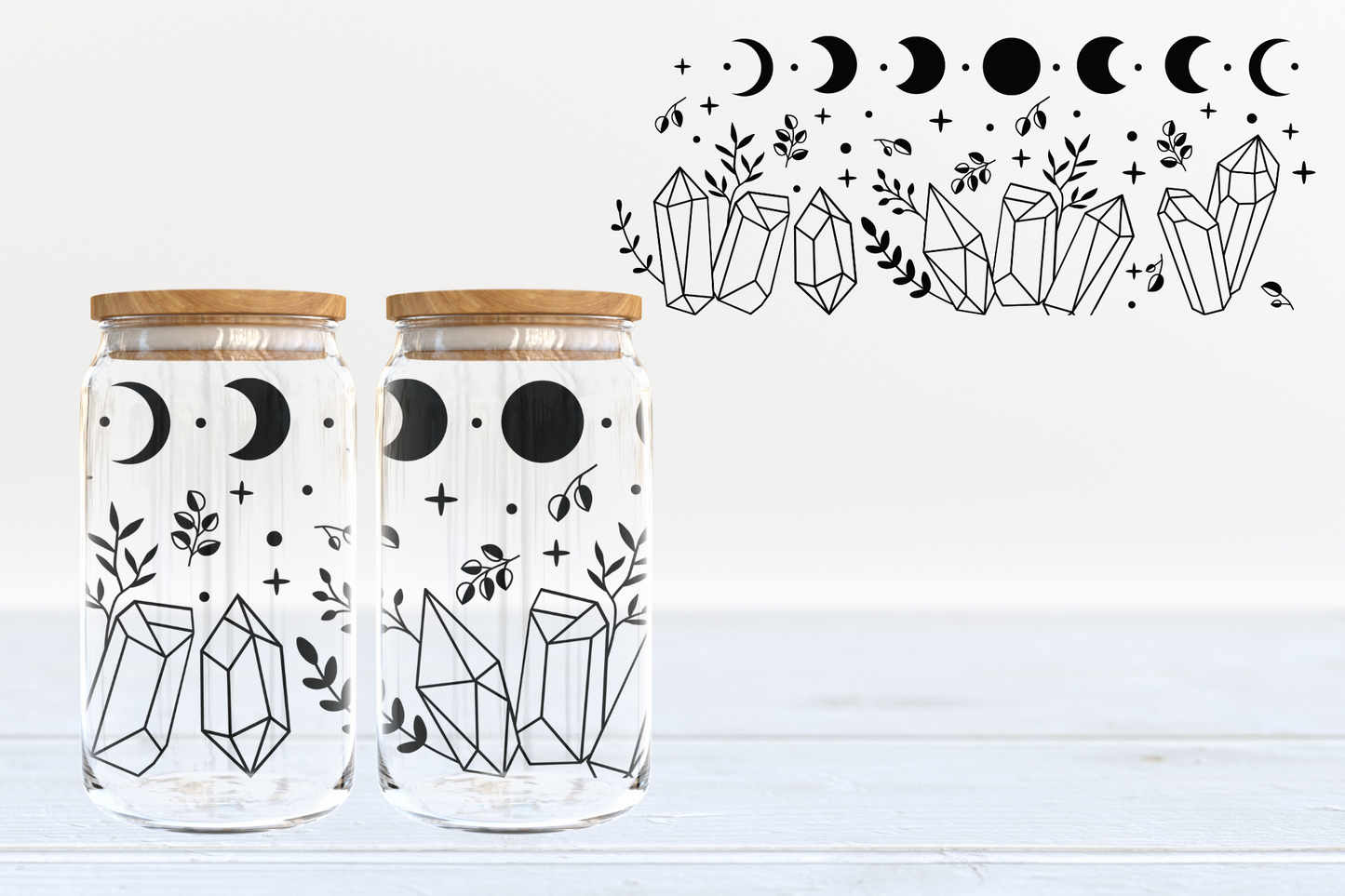 Moon Gemstone UV DTF 16oz Cup Wrap #45 - IN STOCK