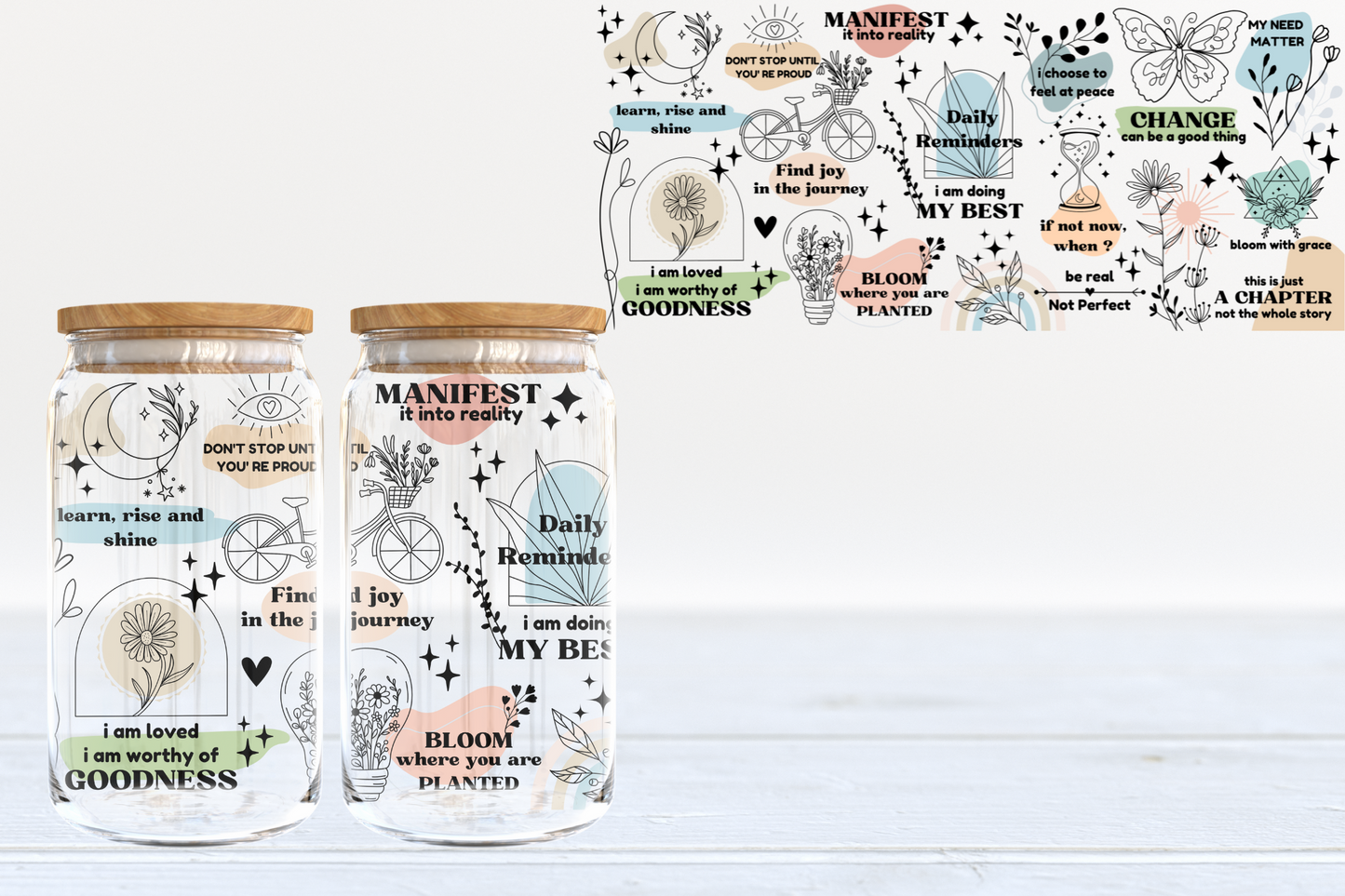 Manifest Your Best UV DTF 16oz Cup Wrap #38 - IN STOCK