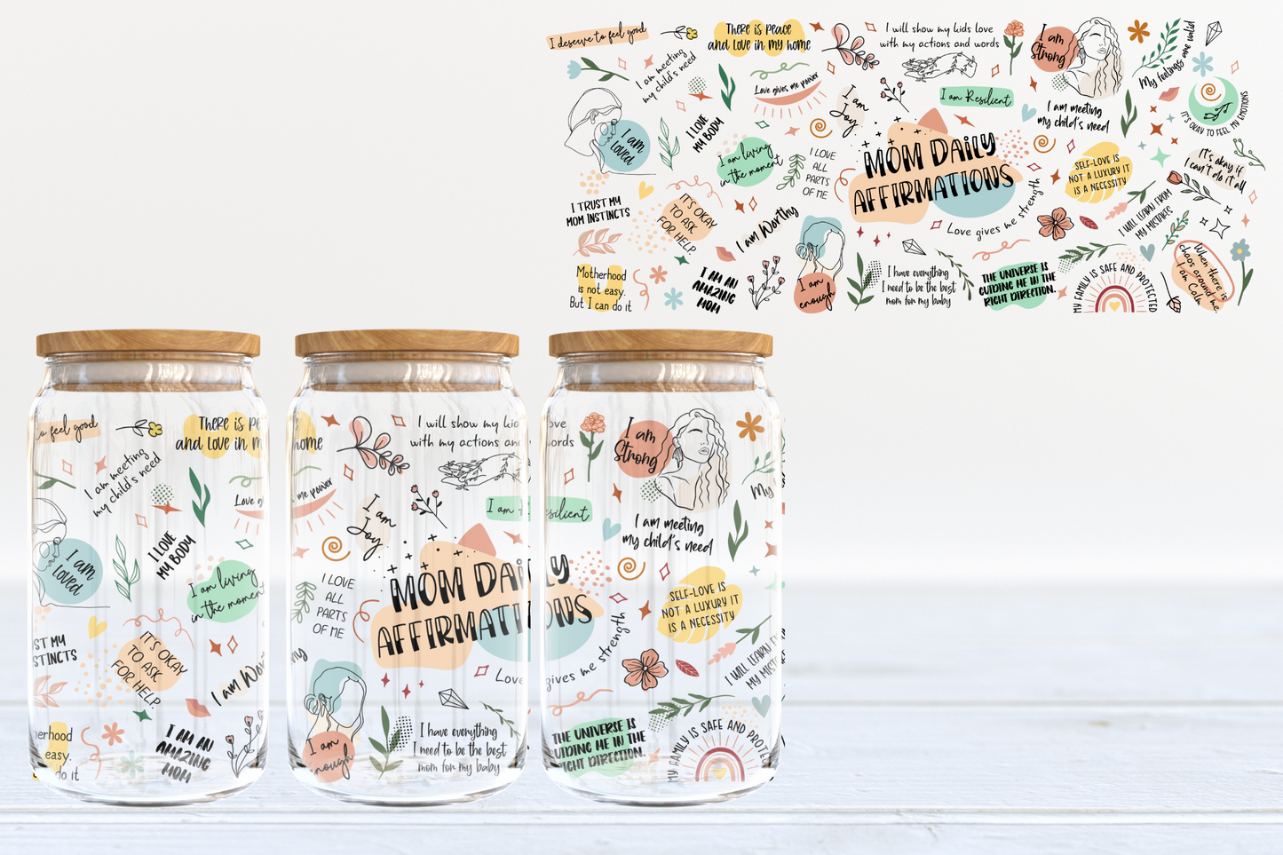 Mom Daily Affirmations UV DTF 16oz Cup Wrap #5 - IN STOCK