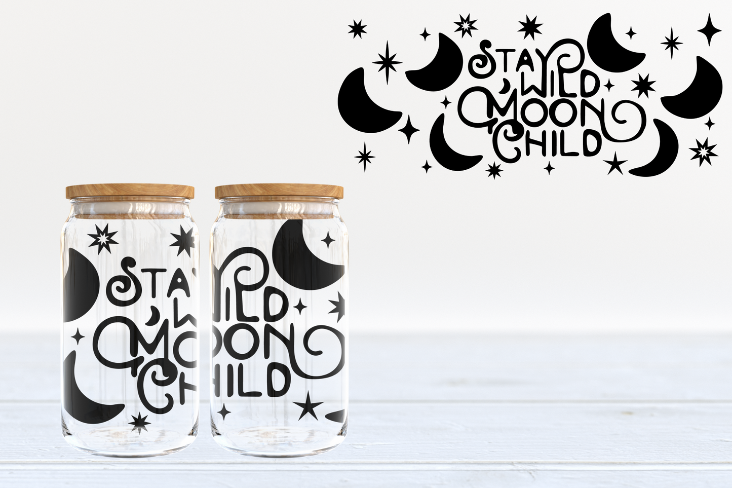 Stay Wild Moon Child UV DTF 16oz Cup Wrap #64 - IN STOCK