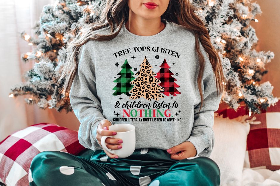 Tree Tops Glisten Children Do Not Listen Plaid DTF Transfer - 656