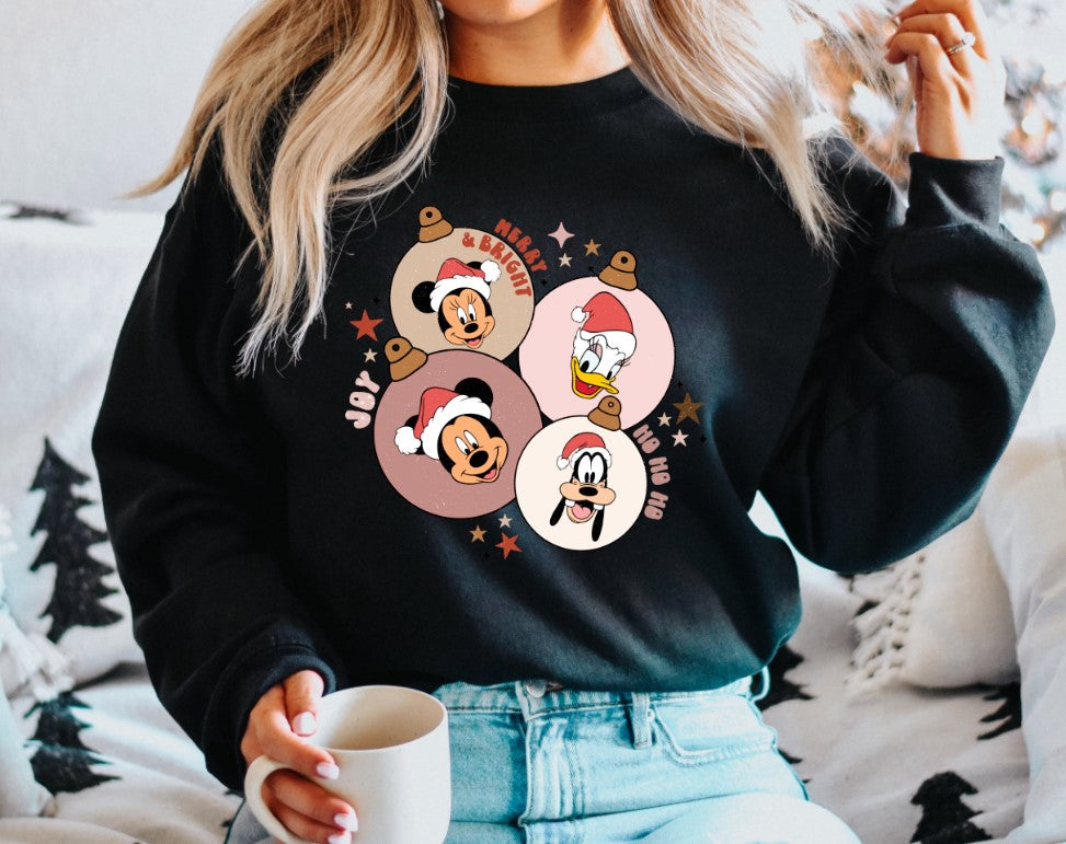 Christmas Bulbs Merry & Bright Light Pink DTF Transfer - 609