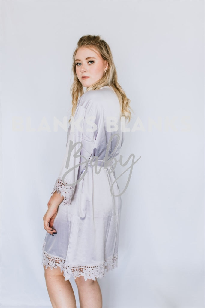 Brushed Satin Lace Edge Robe - Digital Mockup Grey / Kids 4