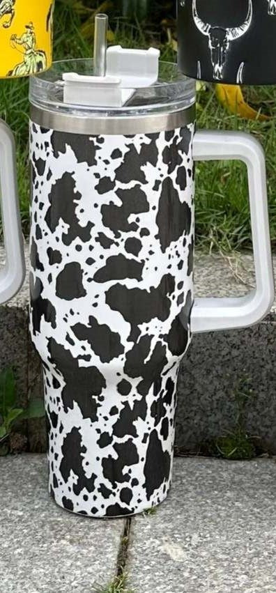 Cow Print 40oz Tumbler with Handle