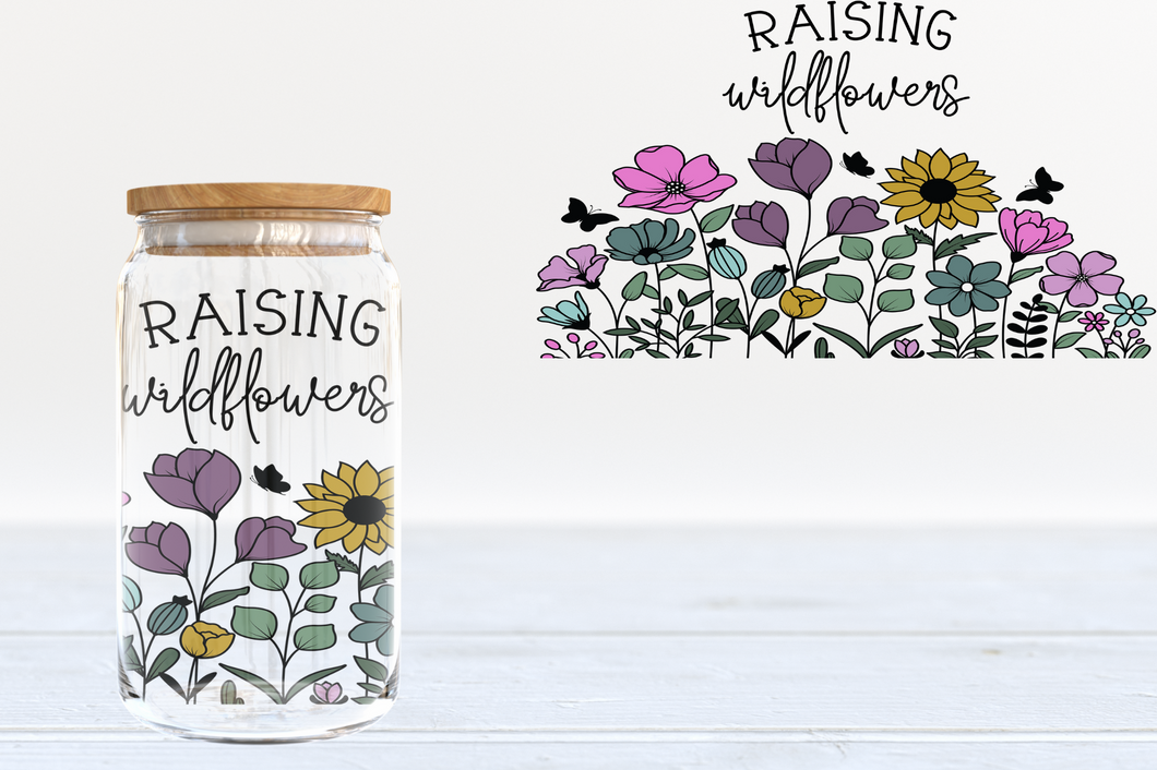 Raising Wildflowers UV DTF 16oz Cup Wrap #103 - IN STOCK