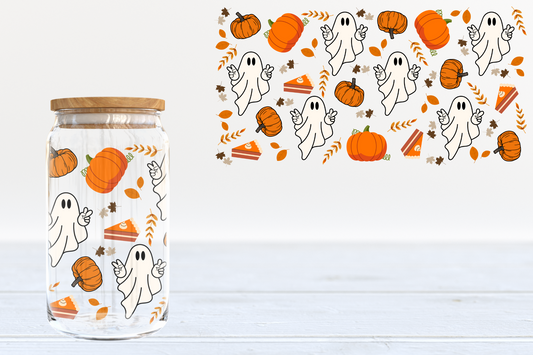 Pumpkin Ghosts UV DTF 16oz Cup Wrap #148 - IN STOCK