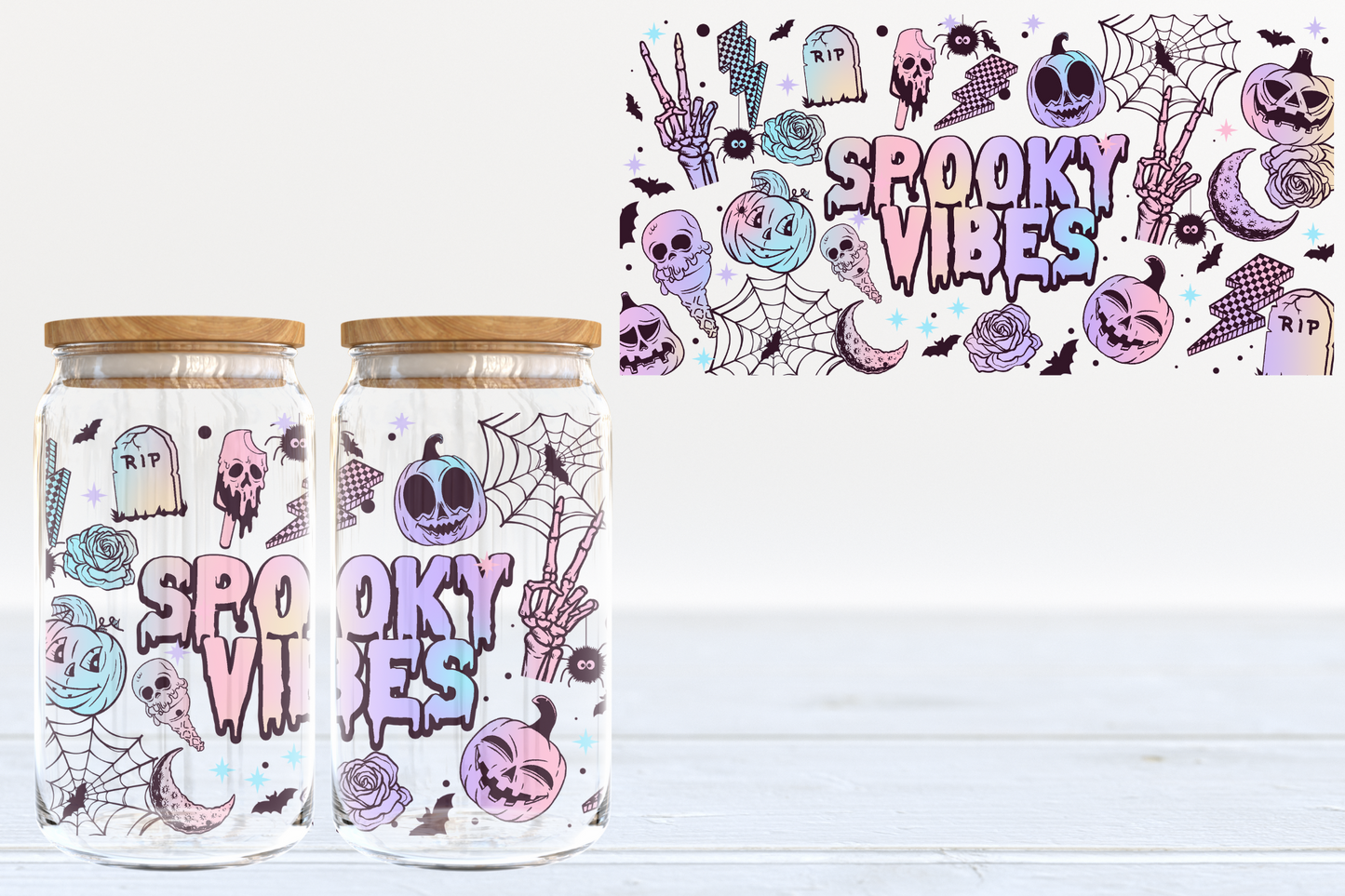 Spooky Vibes UV DTF 16oz Cup Wrap #156 - IN STOCK