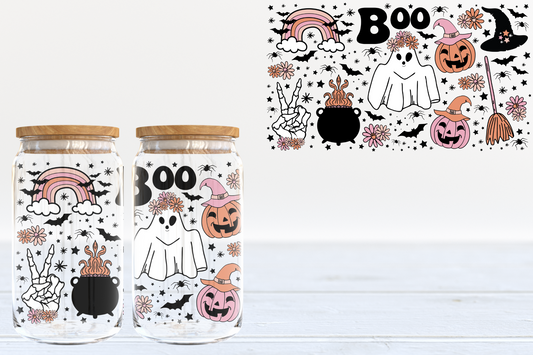 Boo Witch Collage UV DTF 16oz Cup Wrap #158 - IN STOCK
