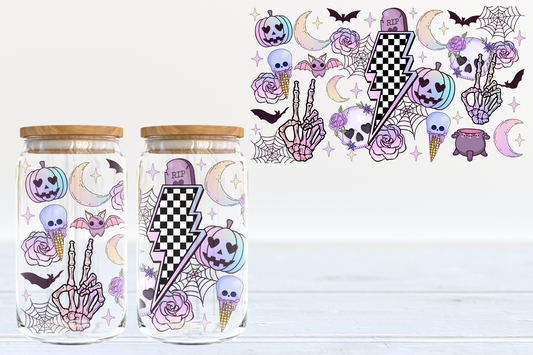 Purple Halloween Collage UV DTF 16oz Cup Wrap #167 - IN STOCK