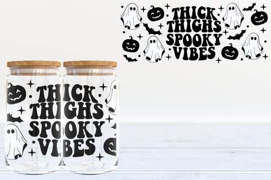 Thick Thighs & Spooky Vibes UV DTF 16oz Cup Wrap #177 - IN STOCK