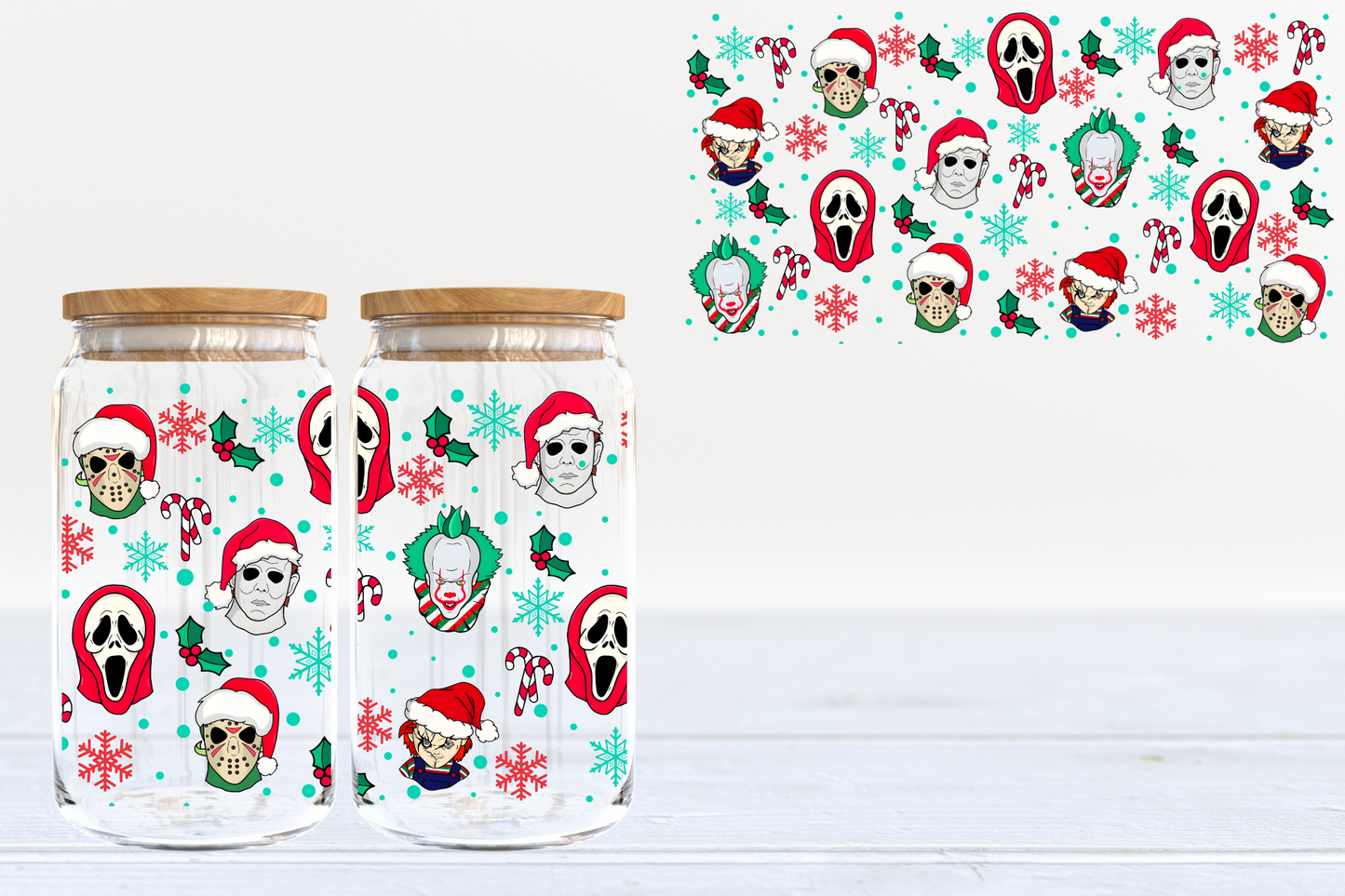 Horror Christmas UV DTF 16oz Cup Wrap #203 - IN STOCK