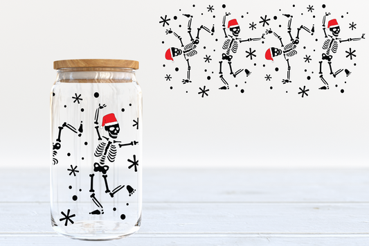 Dancing Skelly UV DTF 16oz Cup Wrap #254 - IN STOCK