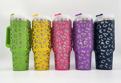 Leopard 40oz Tumbler with Handle - IN STOCK