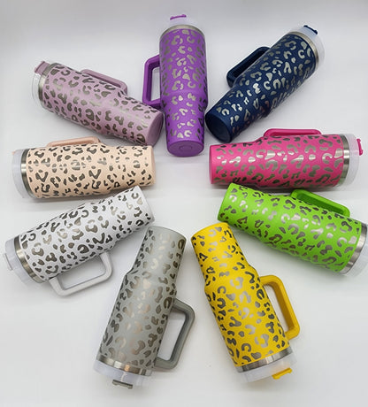 Leopard 40oz Tumbler with Handle - IN STOCK