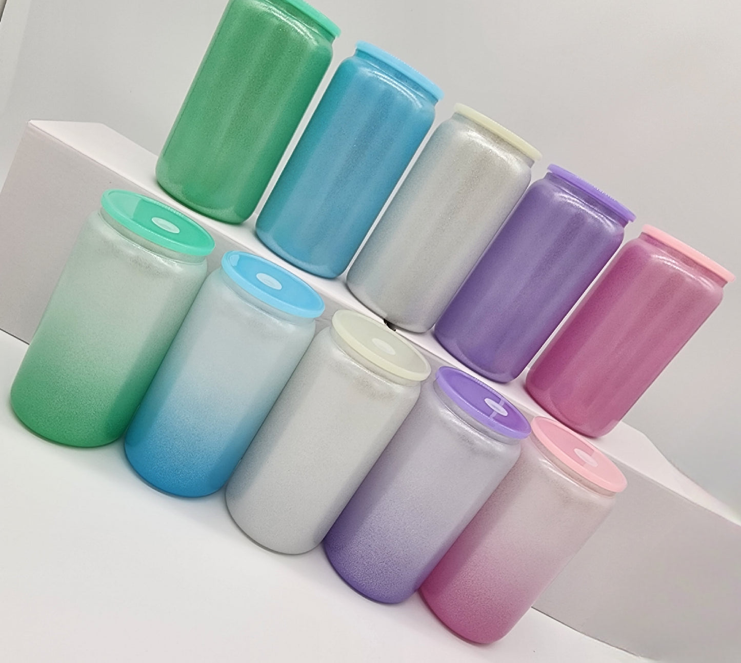 Glitter Sublimation 16oz Glass Libby Can - IN STOCK