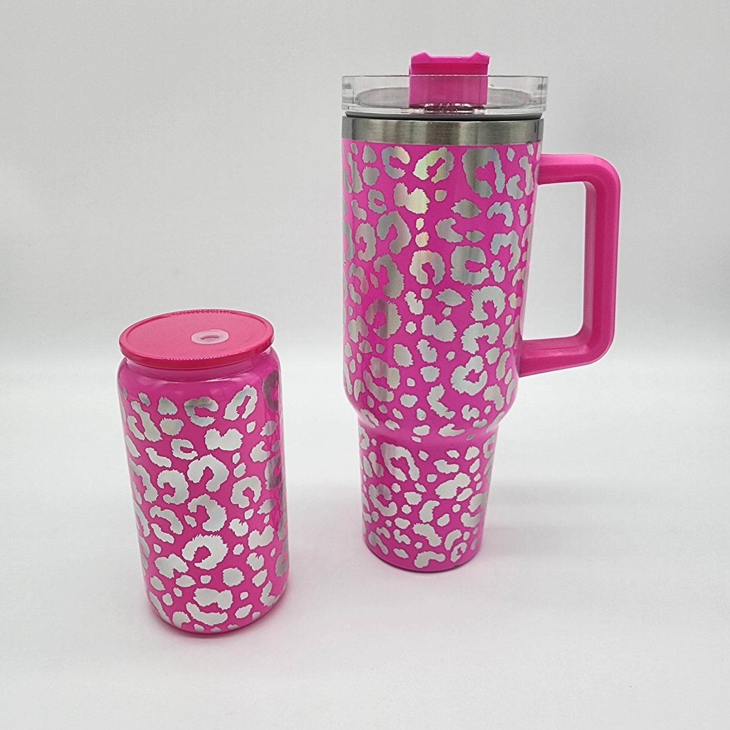 Iridescent Leopard 16oz Glass Can