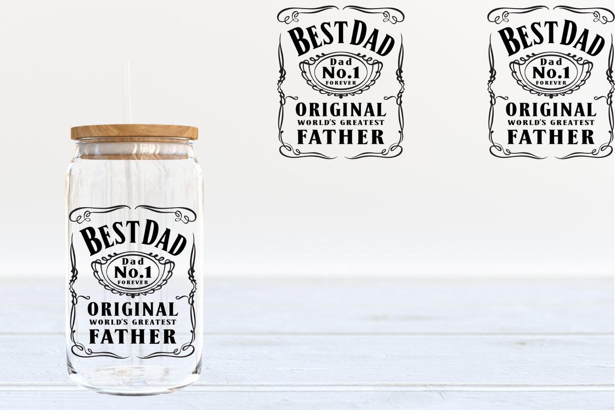 Dad Label Best Dad Label UV DTF 16oz Cup Wrap #141- IN STOCK – Blanks Blanks Baby