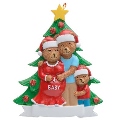 Expecting Bear Family - Polyresin Christmas Ornaments