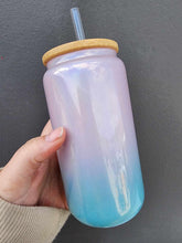 Load image into Gallery viewer, Shimmer White &amp; Ombre 16oz Glass Can for Sublimation
