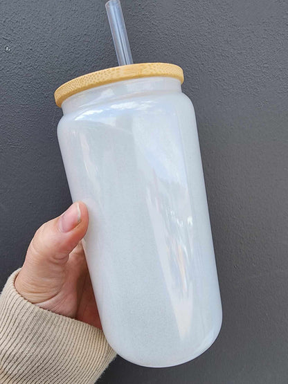 Shimmer White & Ombre 16oz Glass Can for Sublimation