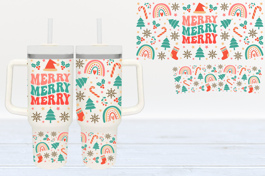 Merry Merry Merry UV DTF 40oz Cup Wrap #40-83 - In Stock