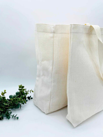 Large Linen Book Tote for Sublimation