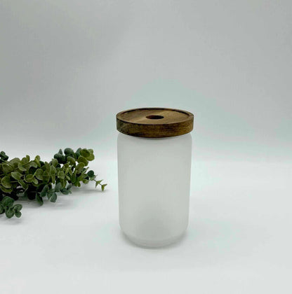 Borosilicate Frosted Glass & Acacia Wood Sublimation Canisters