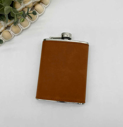 Leather Wrapped Flask for Engraving