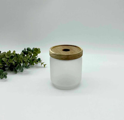 Borosilicate Frosted Glass & Acacia Wood Sublimation Canisters