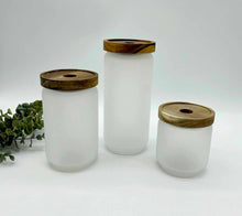 Load image into Gallery viewer, Borosilicate Frosted Glass &amp; Acacia Wood Sublimation Canisters
