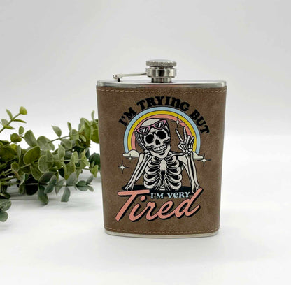 Leather Wrapped Flask for Engraving