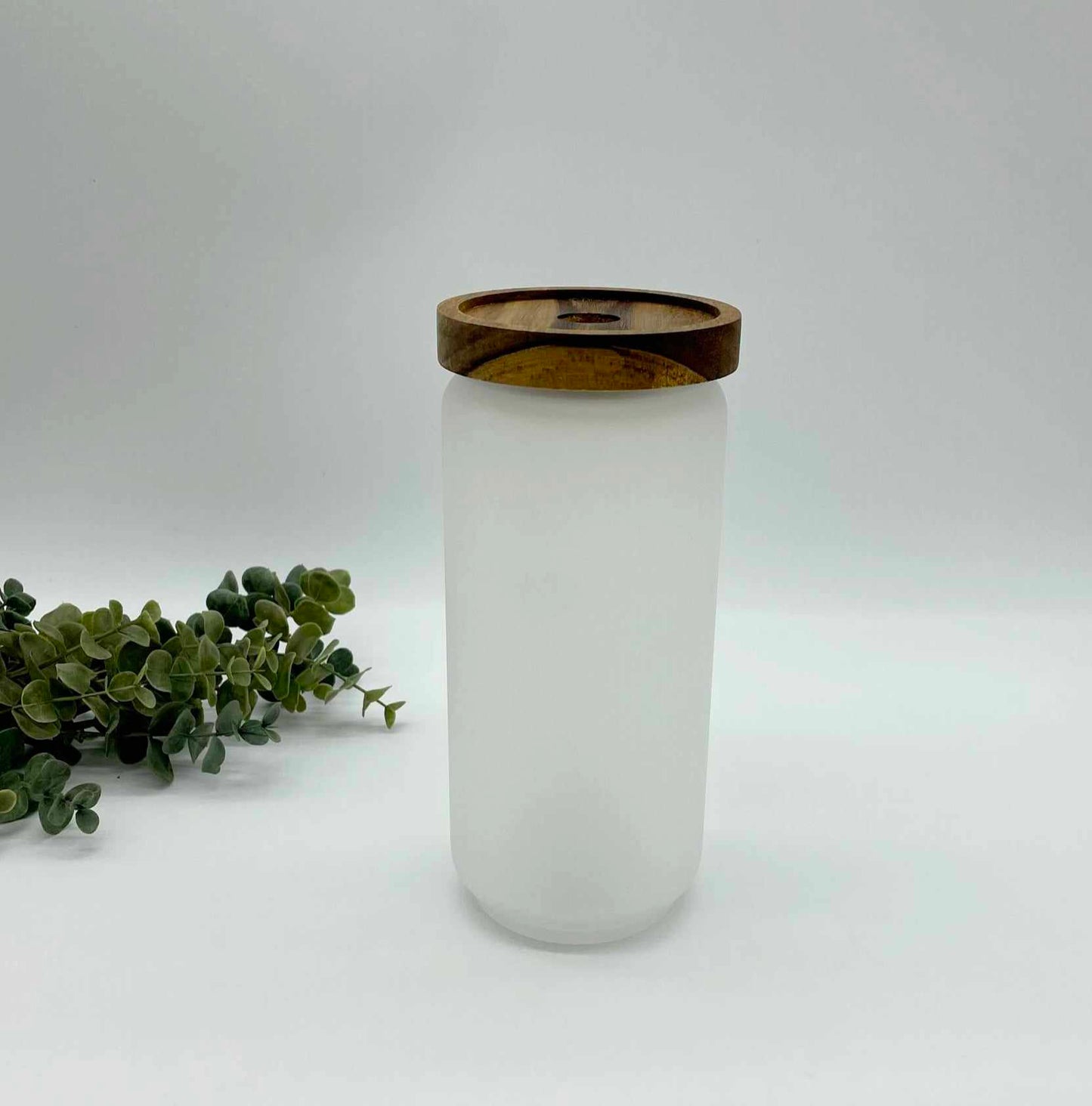 Borosilicate Frosted Glass & Acacia Wood Sublimation Canisters
