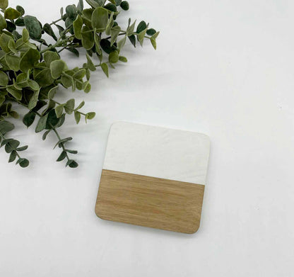 Acacia Wood & Marble Engravable Coasters