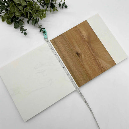 White Marble Acacia Wood Engravable Rectangle Cutting Board