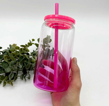 Clear Ombre 16oz Glass Can for Sublimation