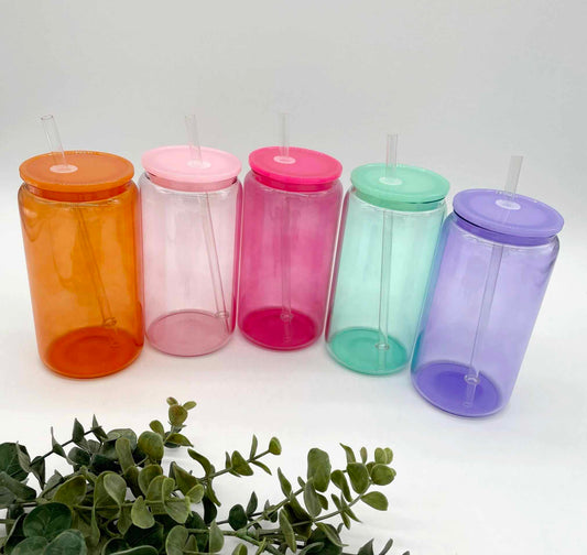 Jelly Colour Transparent 16oz GLASS Can for Sublimation