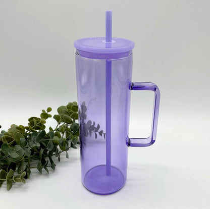 Glass Skinny Sublimation 20oz Mug with Handle