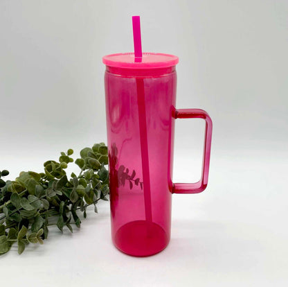 Glass Skinny Sublimation 20oz Mug with Handle