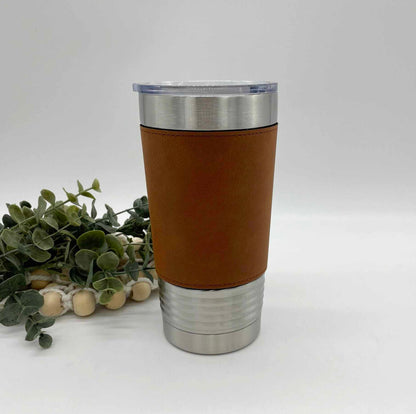 Leather Wrapped Engravable Tumbler 20oz Car Tumbler