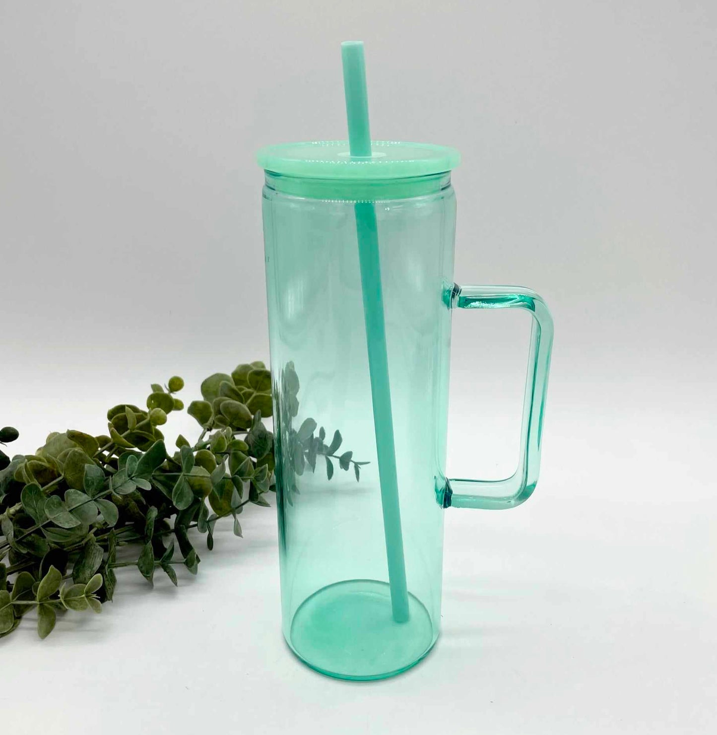 Glass Skinny Sublimation 20oz Mug with Handle