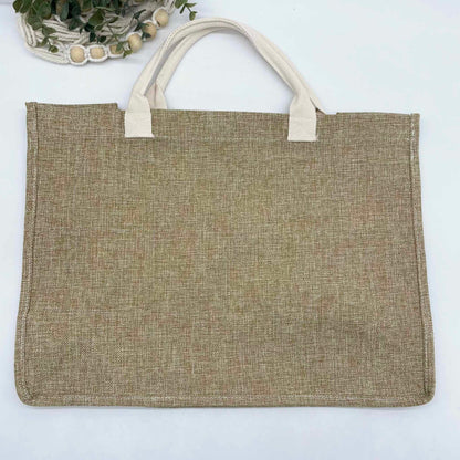 Linen Burlap Tote Bag with Gusset for Sublimation - Large