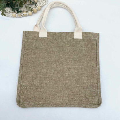 Linen Burlap Tote Bag with Gusset for Sublimation - Medium