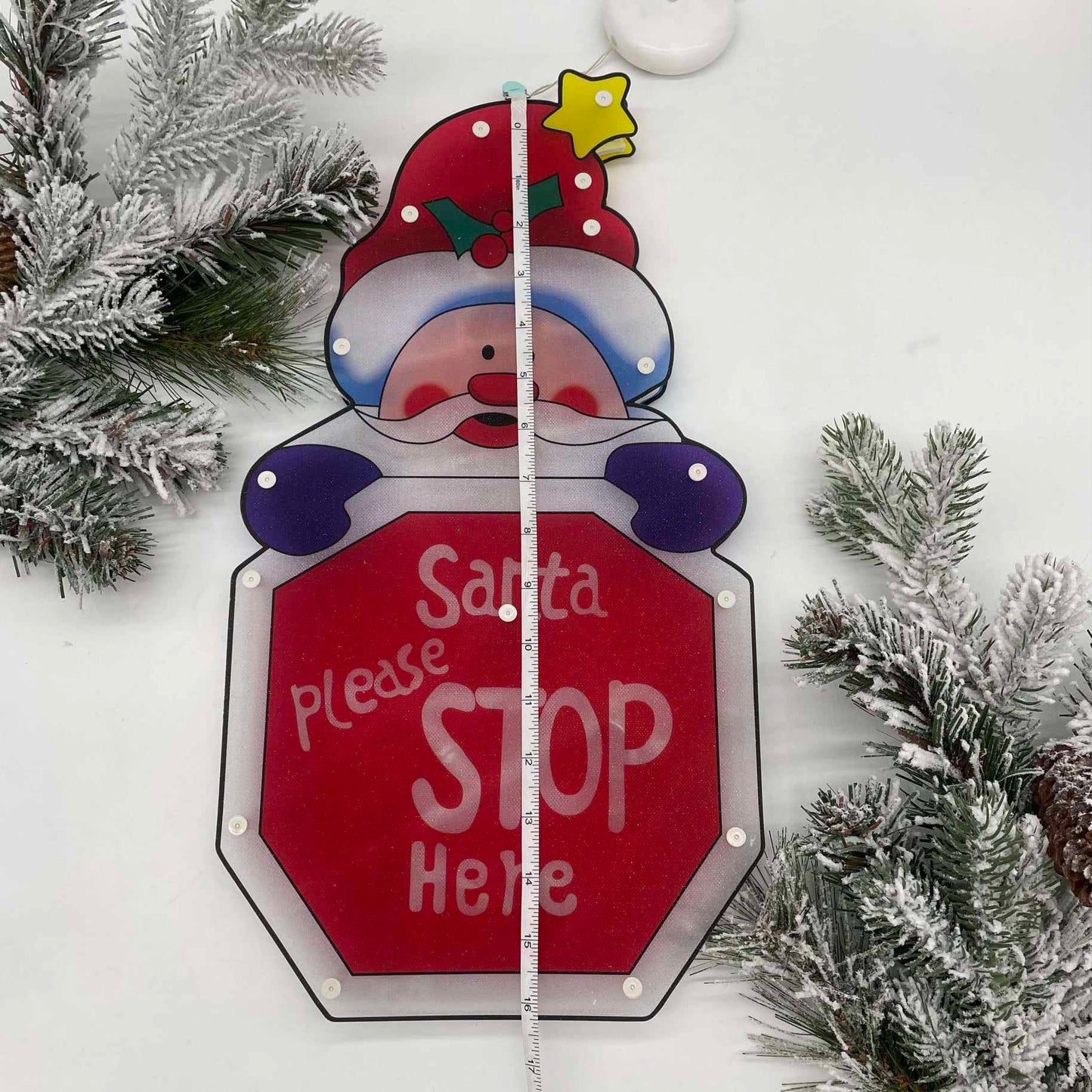 Santa Stop Here LED Christmas Window Signs