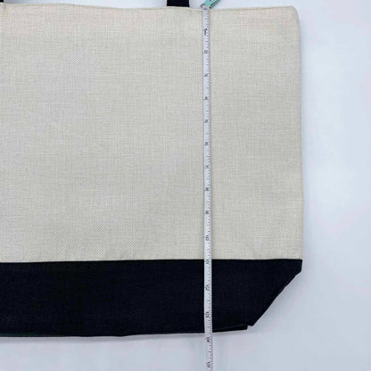 Linen Zipper Shopping Bag with Black Base for Sublimation