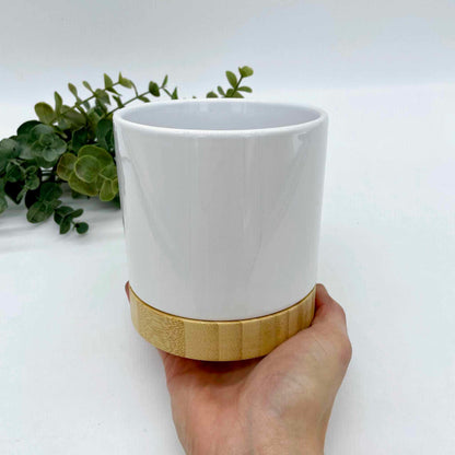 Flower Pot with Bamboo Base for Sublimation