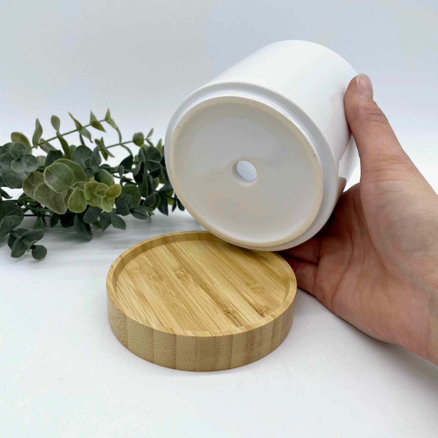 Flower Pot with Bamboo Base for Sublimation