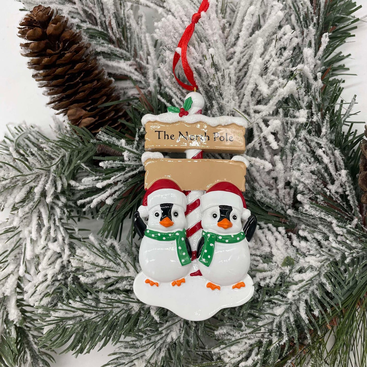 North Pole Penguin Family - Polyresin Christmas Ornaments