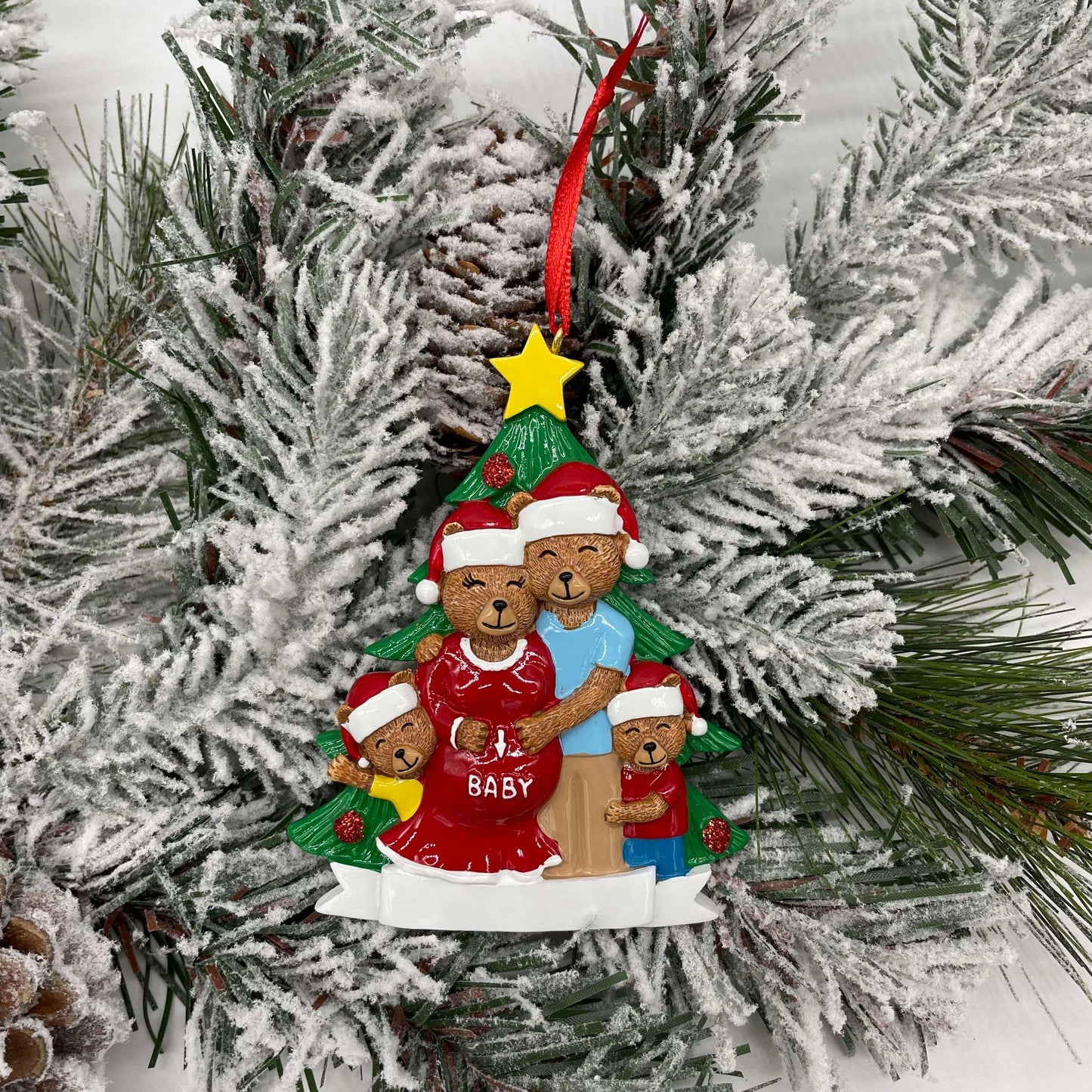 Expecting Bear Family - Polyresin Christmas Ornaments