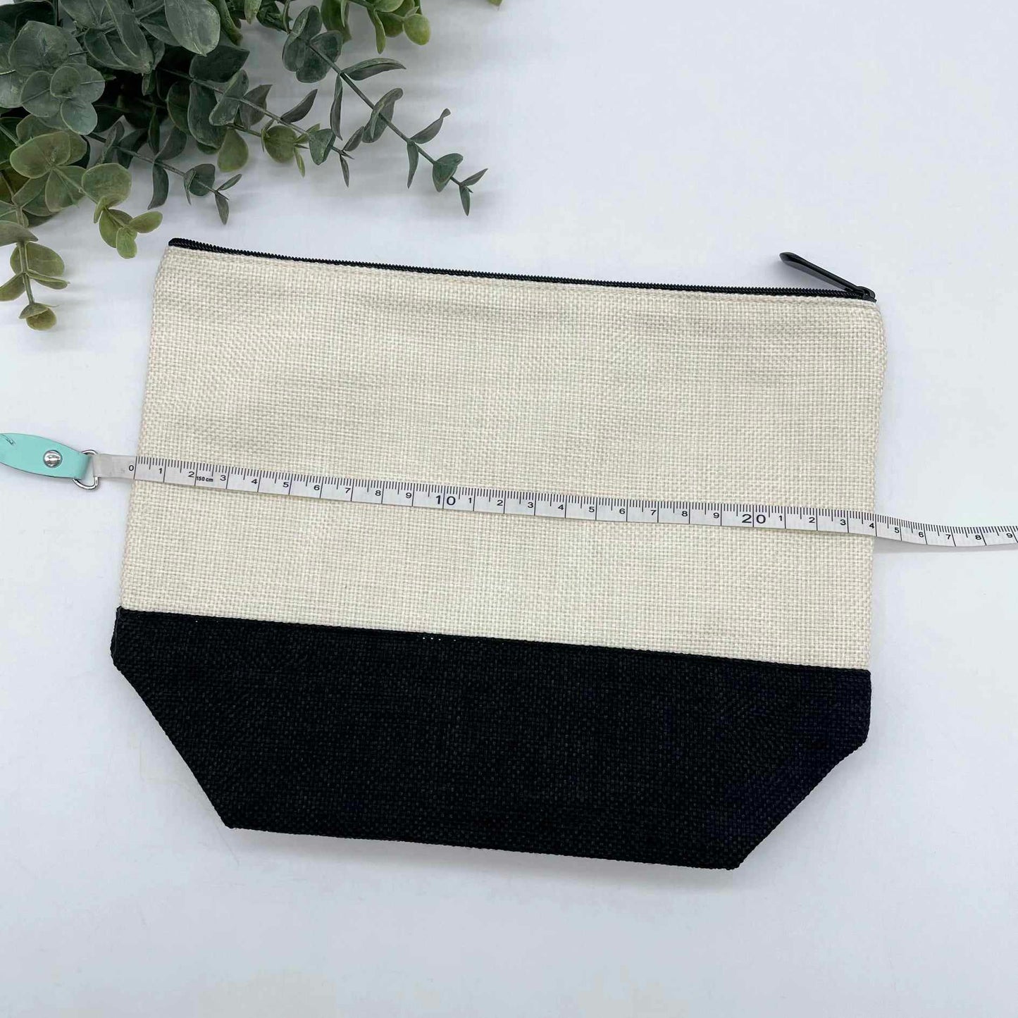 Linen Zipper Cosmetic Bag with Black Base for Sublimation