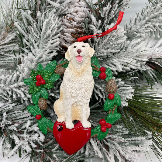 Retriever Wreath Polyresin Ornament